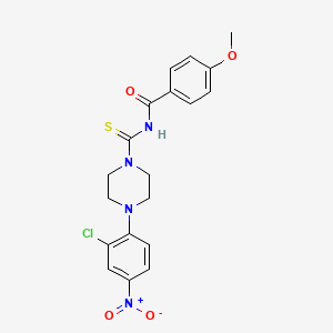 molecular formula C19H19ClN4O4S B3936709 N-{[4-(2-chloro-4-nitrophenyl)-1-piperazinyl]carbonothioyl}-4-methoxybenzamide 