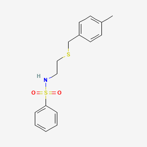 molecular formula C16H19NO2S2 B3936721 N-{2-[(4-methylbenzyl)thio]ethyl}benzenesulfonamide 
