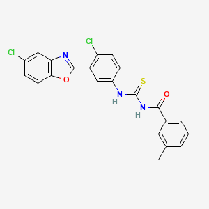molecular formula C22H15Cl2N3O2S B3936730 N-({[4-chloro-3-(5-chloro-1,3-benzoxazol-2-yl)phenyl]amino}carbonothioyl)-3-methylbenzamide 