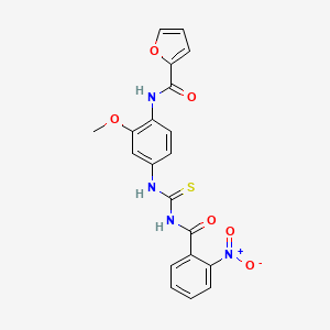 molecular formula C20H16N4O6S B3936738 N-[2-methoxy-4-({[(2-nitrobenzoyl)amino]carbonothioyl}amino)phenyl]-2-furamide 