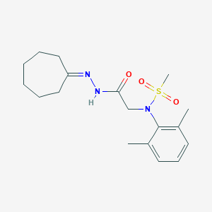molecular formula C18H27N3O3S B393677 N-[2-(2-cycloheptylidenehydrazino)-2-oxoethyl]-N-(2,6-dimethylphenyl)methanesulfonamide 