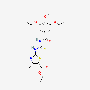 molecular formula C21H27N3O6S2 B3936802 ethyl 4-methyl-2-({[(3,4,5-triethoxybenzoyl)amino]carbonothioyl}amino)-1,3-thiazole-5-carboxylate 