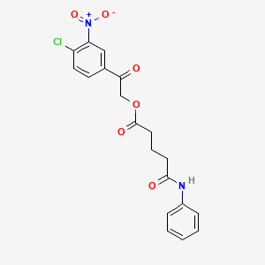 molecular formula C19H17ClN2O6 B3936817 2-(4-chloro-3-nitrophenyl)-2-oxoethyl 5-anilino-5-oxopentanoate 
