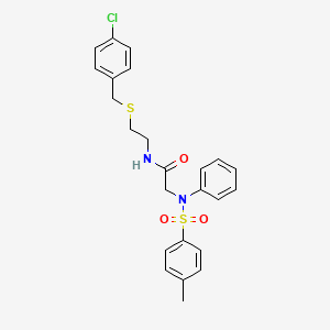 molecular formula C24H25ClN2O3S2 B3936899 N~1~-{2-[(4-chlorobenzyl)thio]ethyl}-N~2~-[(4-methylphenyl)sulfonyl]-N~2~-phenylglycinamide 