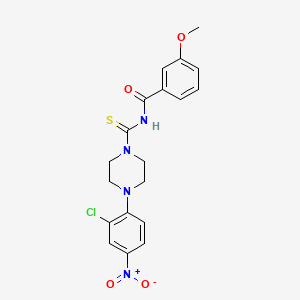 molecular formula C19H19ClN4O4S B3936917 N-{[4-(2-chloro-4-nitrophenyl)-1-piperazinyl]carbonothioyl}-3-methoxybenzamide 