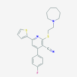 molecular formula C24H24FN3S2 B393693 2-{[2-(1-Azepanyl)ethyl]sulfanyl}-4-(4-fluorophenyl)-6-(2-thienyl)nicotinonitrile 