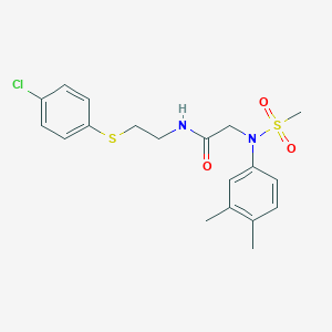 molecular formula C19H23ClN2O3S2 B3936946 N~1~-{2-[(4-chlorophenyl)thio]ethyl}-N~2~-(3,4-dimethylphenyl)-N~2~-(methylsulfonyl)glycinamide 