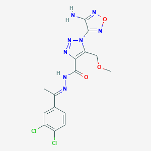 molecular formula C15H14Cl2N8O3 B393695 1-(4-amino-1,2,5-oxadiazol-3-yl)-N'-[(1E)-1-(3,4-dichlorophenyl)ethylidene]-5-(methoxymethyl)-1H-1,2,3-triazole-4-carbohydrazide 