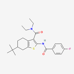 molecular formula C24H31FN2O2S B3936962 6-tert-butyl-N,N-diethyl-2-[(4-fluorobenzoyl)amino]-4,5,6,7-tetrahydro-1-benzothiophene-3-carboxamide 