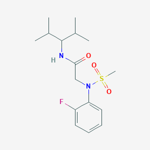 molecular formula C16H25FN2O3S B3936968 N~2~-(2-fluorophenyl)-N~1~-(1-isopropyl-2-methylpropyl)-N~2~-(methylsulfonyl)glycinamide 
