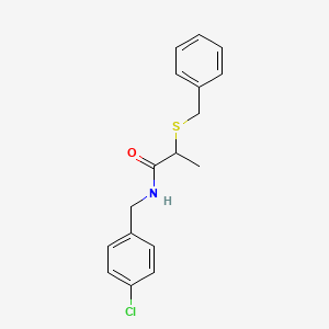 molecular formula C17H18ClNOS B3937009 2-(benzylthio)-N-(4-chlorobenzyl)propanamide 