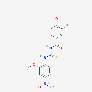 molecular formula C17H16BrN3O5S B3937022 3-bromo-4-ethoxy-N-{[(2-methoxy-4-nitrophenyl)amino]carbonothioyl}benzamide 