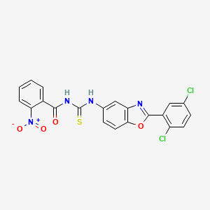 molecular formula C21H12Cl2N4O4S B3937080 N-({[2-(2,5-dichlorophenyl)-1,3-benzoxazol-5-yl]amino}carbonothioyl)-2-nitrobenzamide 
