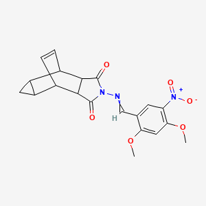 molecular formula C20H19N3O6 B3937088 4-[(2,4-dimethoxy-5-nitrobenzylidene)amino]-4-azatetracyclo[5.3.2.0~2,6~.0~8,10~]dodec-11-ene-3,5-dione 