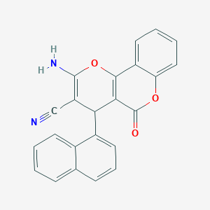 molecular formula C23H14N2O3 B393709 2-amino-4-(1-naphthyl)-5-oxo-4H,5H-pyrano[3,2-c]chromene-3-carbonitrile CAS No. 177028-93-2