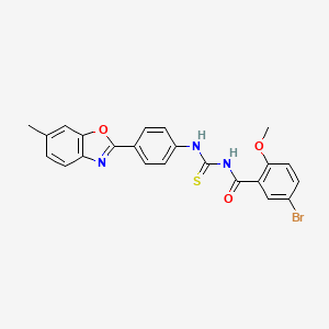 molecular formula C23H18BrN3O3S B3937090 5-bromo-2-methoxy-N-({[4-(6-methyl-1,3-benzoxazol-2-yl)phenyl]amino}carbonothioyl)benzamide 