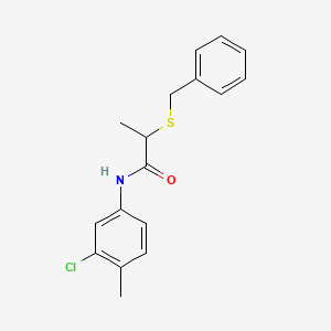 molecular formula C17H18ClNOS B3937162 2-(benzylthio)-N-(3-chloro-4-methylphenyl)propanamide 