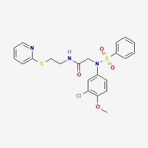 molecular formula C22H22ClN3O4S2 B3937190 N~2~-(3-chloro-4-methoxyphenyl)-N~2~-(phenylsulfonyl)-N~1~-[2-(2-pyridinylthio)ethyl]glycinamide 