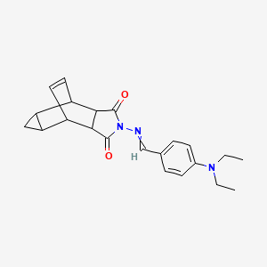 molecular formula C22H25N3O2 B3937204 4-{[4-(diethylamino)benzylidene]amino}-4-azatetracyclo[5.3.2.0~2,6~.0~8,10~]dodec-11-ene-3,5-dione 