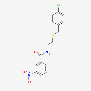 molecular formula C17H17ClN2O3S B3937238 N-{2-[(4-chlorobenzyl)thio]ethyl}-4-methyl-3-nitrobenzamide 