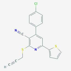 molecular formula C19H11ClN2S2 B393724 4-(4-Chlorophenyl)-2-(2-propynylsulfanyl)-6-(2-thienyl)nicotinonitrile CAS No. 311763-11-8
