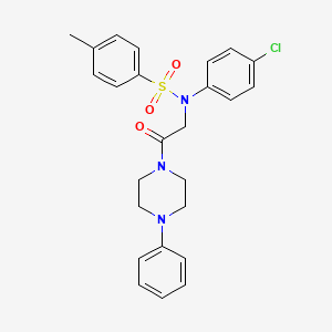 molecular formula C25H26ClN3O3S B3937270 N-(4-chlorophenyl)-4-methyl-N-[2-oxo-2-(4-phenyl-1-piperazinyl)ethyl]benzenesulfonamide 