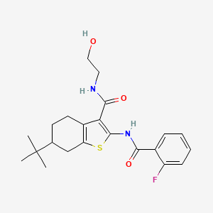 molecular formula C22H27FN2O3S B3937354 6-tert-butyl-2-[(2-fluorobenzoyl)amino]-N-(2-hydroxyethyl)-4,5,6,7-tetrahydro-1-benzothiophene-3-carboxamide 