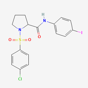 molecular formula C17H16ClIN2O3S B3937363 1-[(4-chlorophenyl)sulfonyl]-N-(4-iodophenyl)prolinamide 