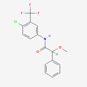 molecular formula C16H13ClF3NO2 B3937376 N-[4-chloro-3-(trifluoromethyl)phenyl]-2-methoxy-2-phenylacetamide 