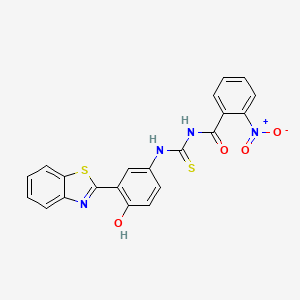 molecular formula C21H14N4O4S2 B3937439 N-({[3-(1,3-benzothiazol-2-yl)-4-hydroxyphenyl]amino}carbonothioyl)-2-nitrobenzamide 