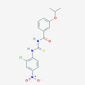 molecular formula C17H16ClN3O4S B3937457 N-{[(2-chloro-4-nitrophenyl)amino]carbonothioyl}-3-isopropoxybenzamide 