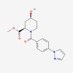 molecular formula C17H19N3O4 B3937513 methyl (2R*,4S*)-4-hydroxy-1-[4-(1H-pyrazol-1-yl)benzoyl]piperidine-2-carboxylate 