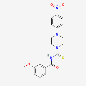 molecular formula C19H20N4O4S B3937581 3-methoxy-N-{[4-(4-nitrophenyl)-1-piperazinyl]carbonothioyl}benzamide 