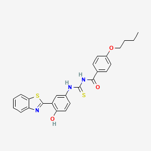 molecular formula C25H23N3O3S2 B3937594 N-({[3-(1,3-benzothiazol-2-yl)-4-hydroxyphenyl]amino}carbonothioyl)-4-butoxybenzamide 