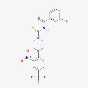 molecular formula C19H16F4N4O3S B3937604 3-fluoro-N-({4-[2-nitro-4-(trifluoromethyl)phenyl]-1-piperazinyl}carbonothioyl)benzamide 