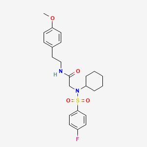 molecular formula C23H29FN2O4S B3937617 N~2~-cyclohexyl-N~2~-[(4-fluorophenyl)sulfonyl]-N~1~-[2-(4-methoxyphenyl)ethyl]glycinamide 