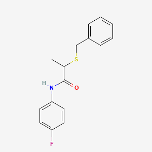 molecular formula C16H16FNOS B3937642 2-(benzylthio)-N-(4-fluorophenyl)propanamide 