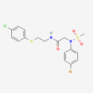molecular formula C17H18BrClN2O3S2 B3937656 N~2~-(4-bromophenyl)-N~1~-{2-[(4-chlorophenyl)thio]ethyl}-N~2~-(methylsulfonyl)glycinamide 