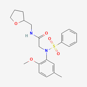 molecular formula C21H26N2O5S B3937659 N~2~-(2-methoxy-5-methylphenyl)-N~2~-(phenylsulfonyl)-N~1~-(tetrahydro-2-furanylmethyl)glycinamide 