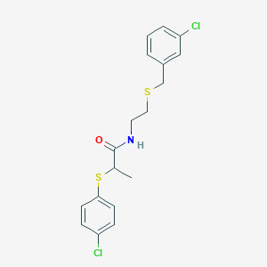 molecular formula C18H19Cl2NOS2 B3937665 N-{2-[(3-chlorobenzyl)thio]ethyl}-2-[(4-chlorophenyl)thio]propanamide 