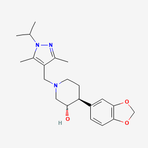 molecular formula C21H29N3O3 B3937669 (3S*,4S*)-4-(1,3-benzodioxol-5-yl)-1-[(1-isopropyl-3,5-dimethyl-1H-pyrazol-4-yl)methyl]piperidin-3-ol 