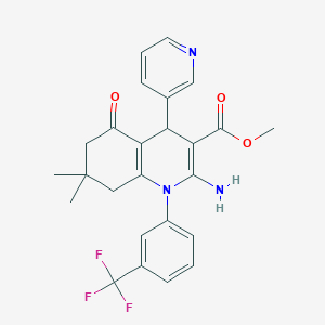 Methyl 2-amino-7,7-dimethyl-5-oxo-4-(3-pyridinyl)-1-[3-(trifluoromethyl)phenyl]-1,4,5,6,7,8-hexahydro-3-quinolinecarboxylate