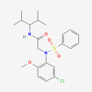 molecular formula C22H29ClN2O4S B3937685 N~2~-(5-chloro-2-methoxyphenyl)-N~1~-(1-isopropyl-2-methylpropyl)-N~2~-(phenylsulfonyl)glycinamide 