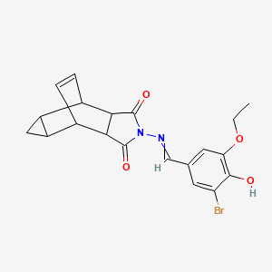 molecular formula C20H19BrN2O4 B3937718 4-[(3-bromo-5-ethoxy-4-hydroxybenzylidene)amino]-4-azatetracyclo[5.3.2.0~2,6~.0~8,10~]dodec-11-ene-3,5-dione 