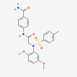 molecular formula C24H25N3O6S B3937724 4-({N-(2,5-dimethoxyphenyl)-N-[(4-methylphenyl)sulfonyl]glycyl}amino)benzamide 