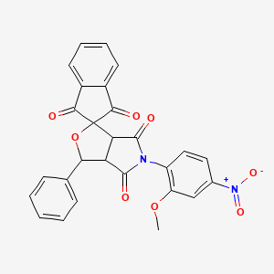 molecular formula C27H18N2O8 B3937762 5-(2-methoxy-4-nitrophenyl)-3-phenyl-3a,6a-dihydrospiro[furo[3,4-c]pyrrole-1,2'-indene]-1',3',4,6(3H,5H)-tetrone 