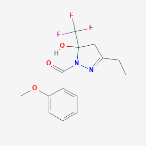 [3-ethyl-5-hydroxy-5-(trifluoromethyl)-4,5-dihydro-1H-pyrazol-1-yl](2-methoxyphenyl)methanone