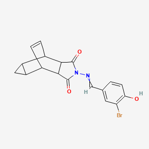 molecular formula C18H15BrN2O3 B3937780 4-[(3-bromo-4-hydroxybenzylidene)amino]-4-azatetracyclo[5.3.2.0~2,6~.0~8,10~]dodec-11-ene-3,5-dione 