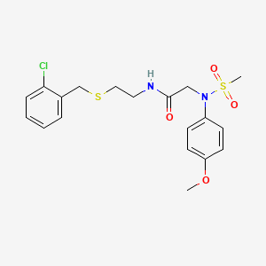 molecular formula C19H23ClN2O4S2 B3937788 N~1~-{2-[(2-chlorobenzyl)thio]ethyl}-N~2~-(4-methoxyphenyl)-N~2~-(methylsulfonyl)glycinamide 