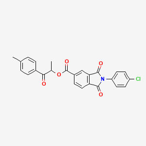 molecular formula C25H18ClNO5 B3937808 1-methyl-2-(4-methylphenyl)-2-oxoethyl 2-(4-chlorophenyl)-1,3-dioxo-5-isoindolinecarboxylate 